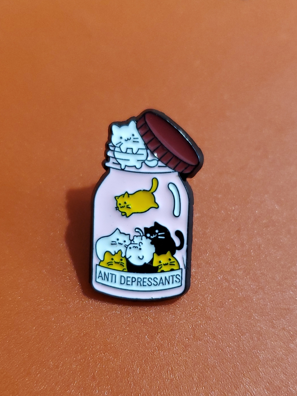 Anti Depressants Cat Jar Enamel Pin
